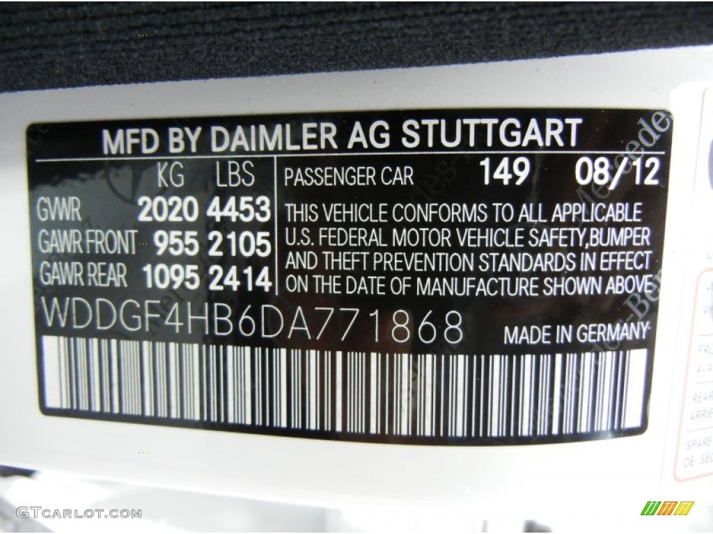 2013 C Color Code 149 for Polar White Photo #70225498