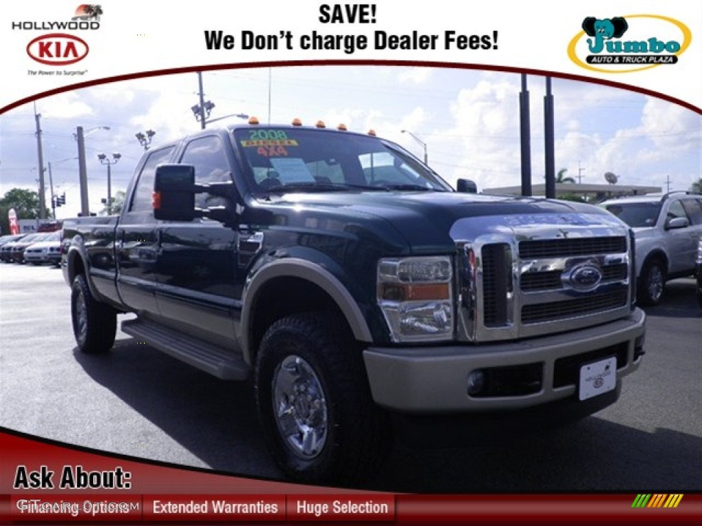2008 F350 Super Duty King Ranch Crew Cab 4x4 - Forest Green Metallic / Chaparral Brown photo #1