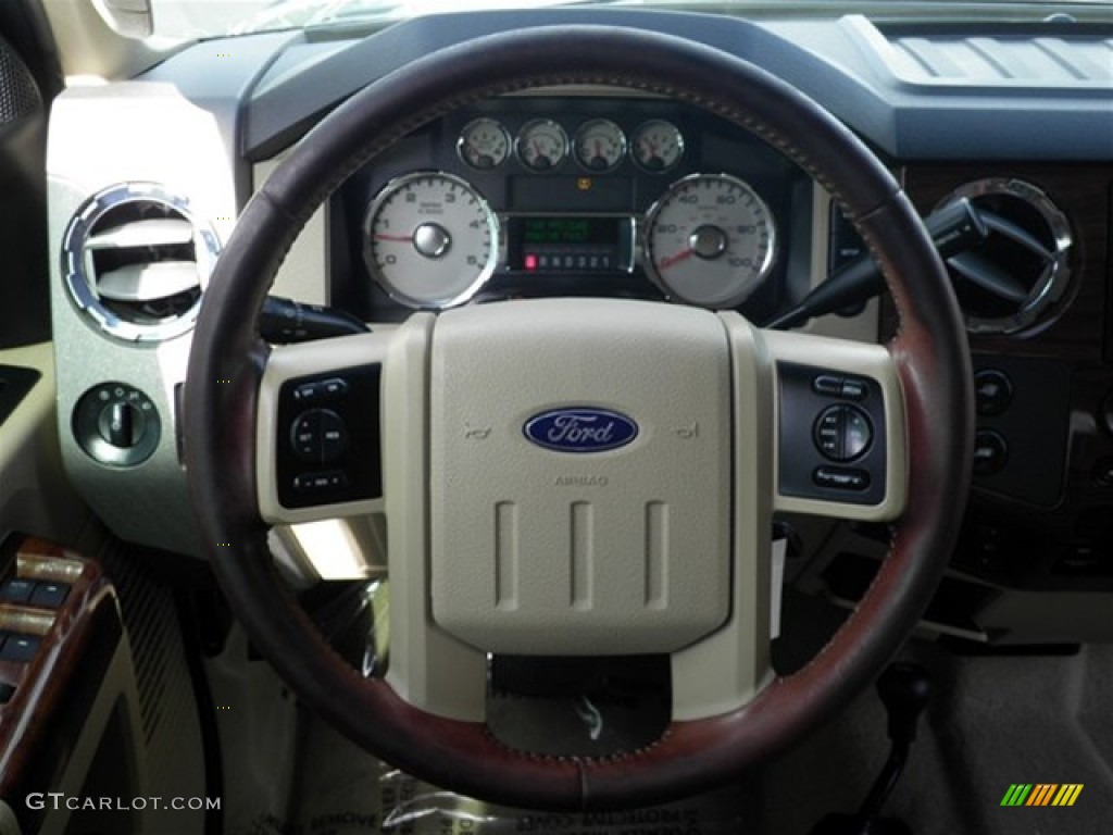 2008 Ford F350 Super Duty King Ranch Crew Cab 4x4 Chaparral Brown Steering Wheel Photo #70225906