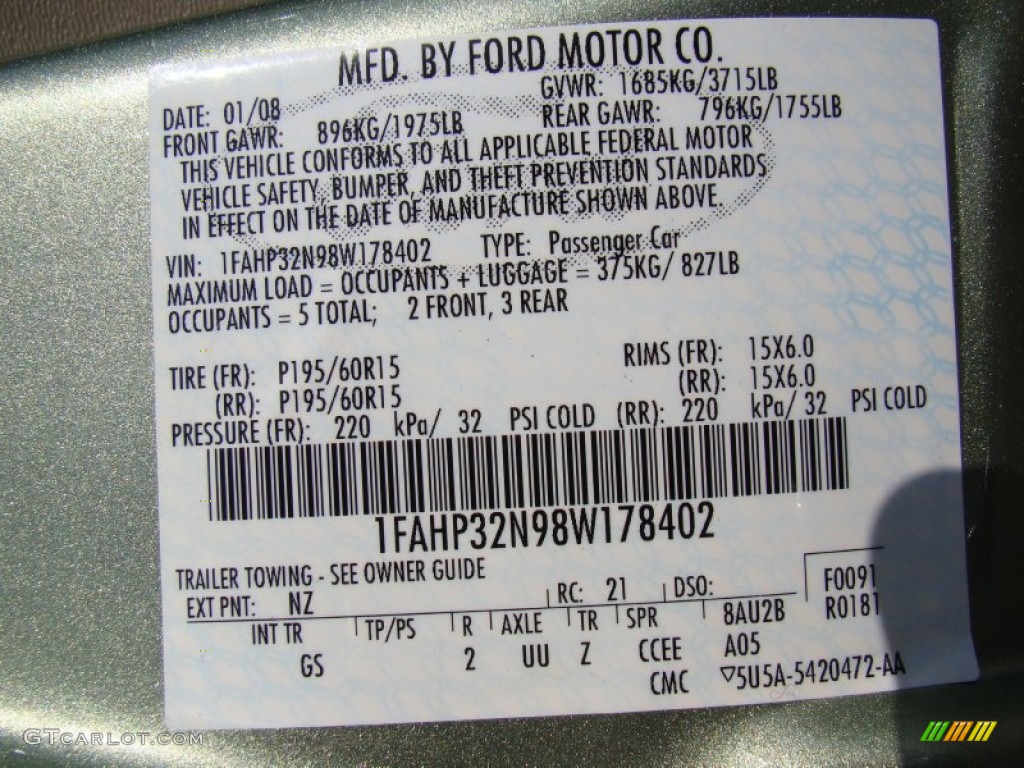 2008 Ford Focus S Coupe Color Code Photos