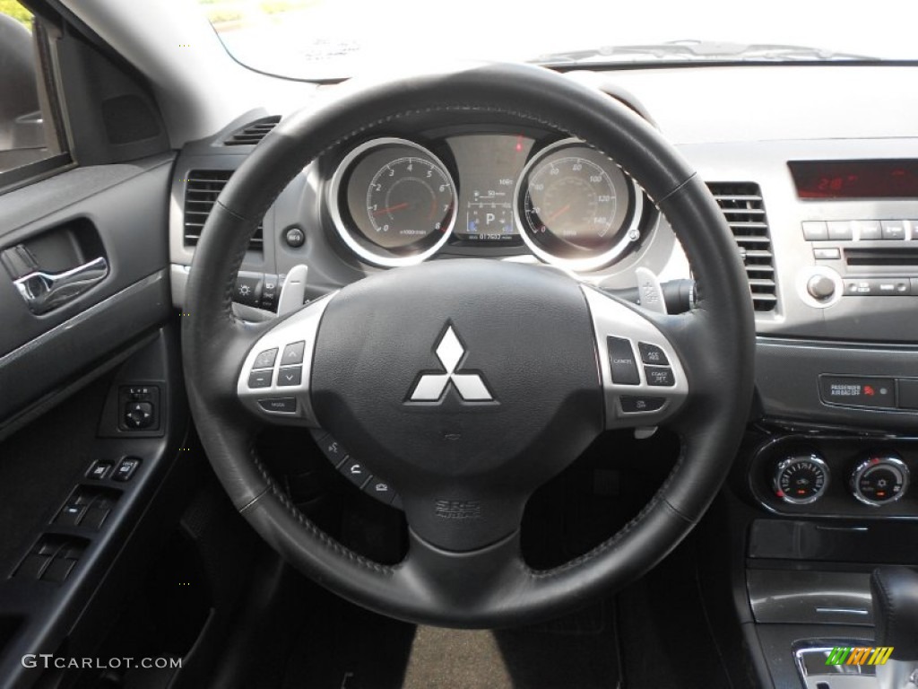 2011 Mitsubishi Lancer GTS Black Steering Wheel Photo #70232933