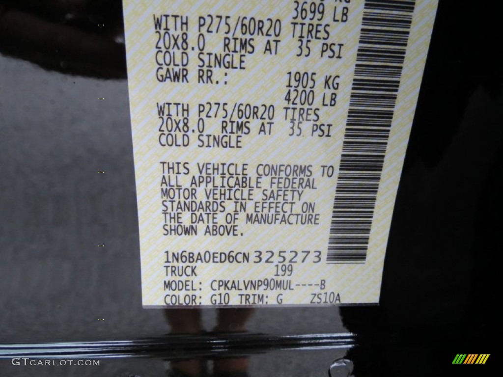 2012 Titan Color Code G10 for Galaxy Black Photo #70234465