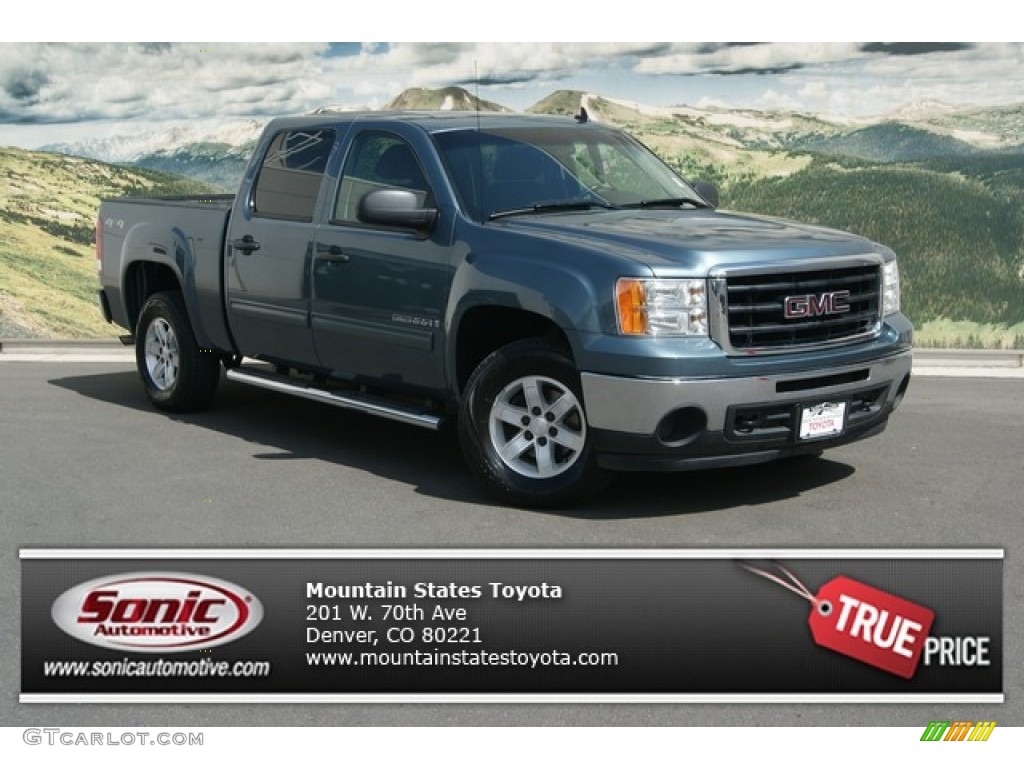 2009 Sierra 1500 SLE Crew Cab 4x4 - Stealth Gray Metallic / Ebony photo #1