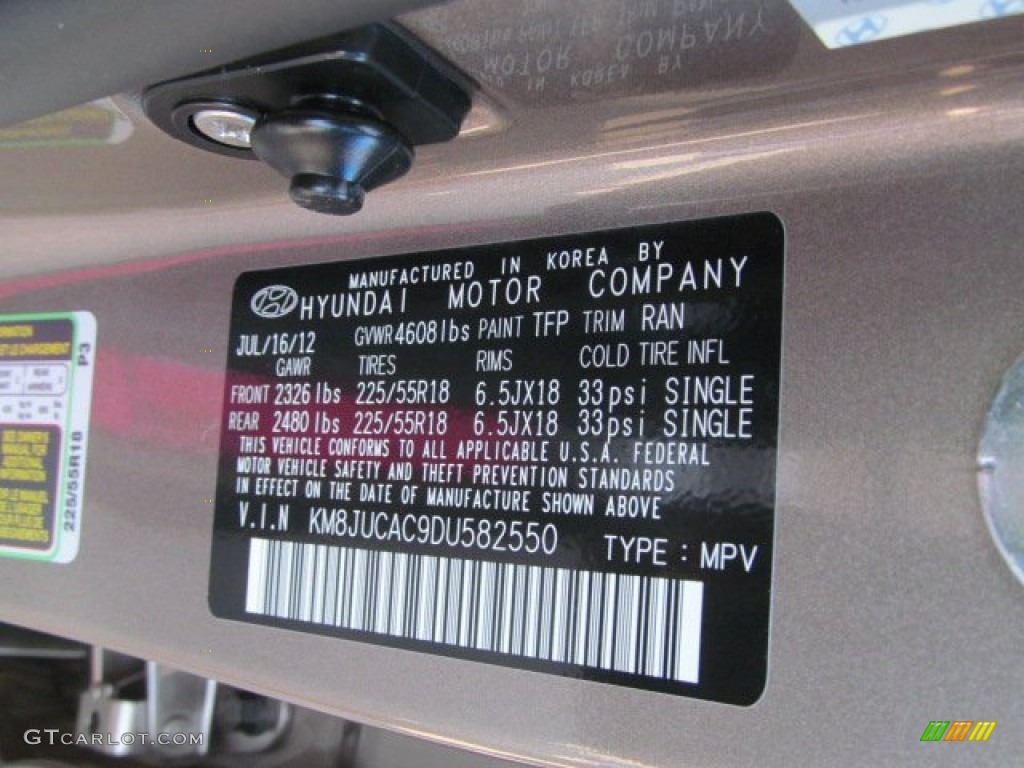 2013 Tucson Color Code TFP for Chai Bronze Photo #70245457