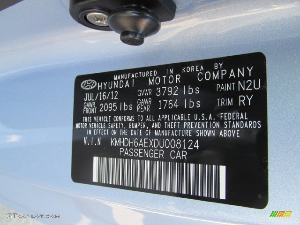 2013 Elantra Coupe SE - Blue Sky Metallic / Black photo #10
