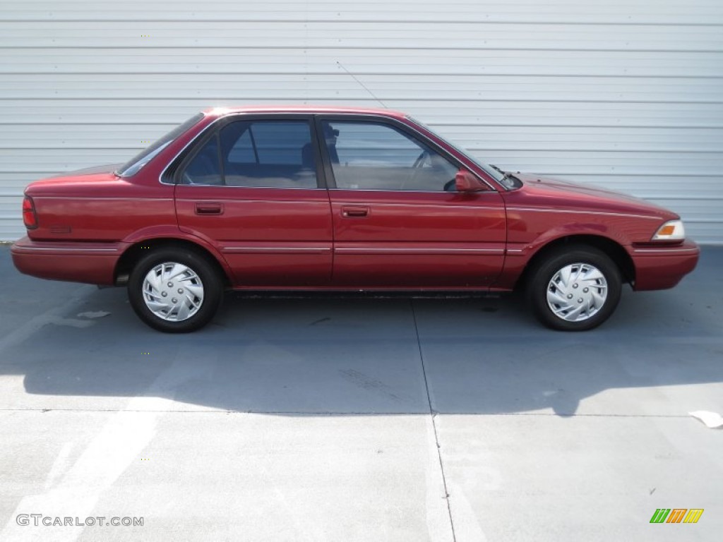 1991 Corolla LE Sedan - Medium Red Pearl Metallic / Gray photo #2