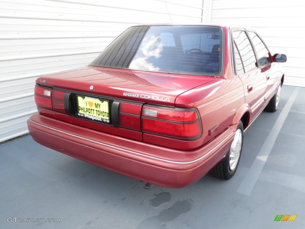 1991 Corolla LE Sedan - Medium Red Pearl Metallic / Gray photo #3