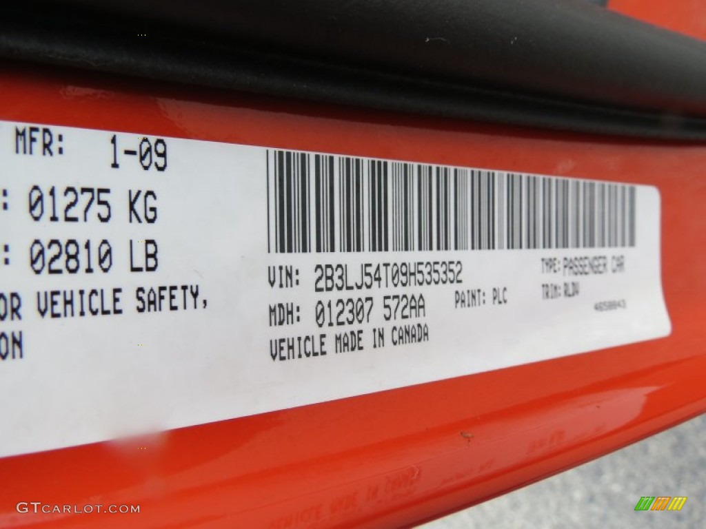2009 Challenger Color Code PLC for HEMI Orange Photo #70257565