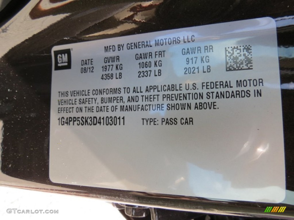 2013 Buick Verano FWD Info Tag Photos