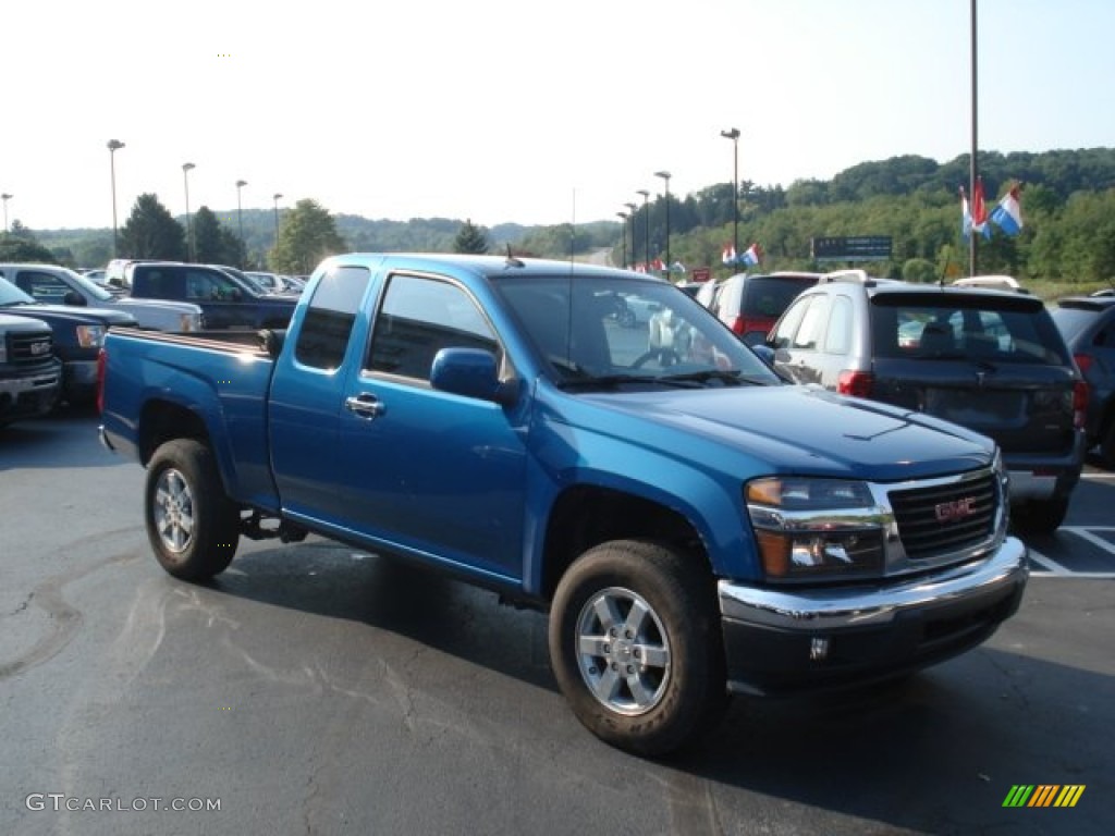 Aqua Blue Metallic 2011 GMC Canyon SLE Extended Cab 4x4 Exterior Photo #70262803