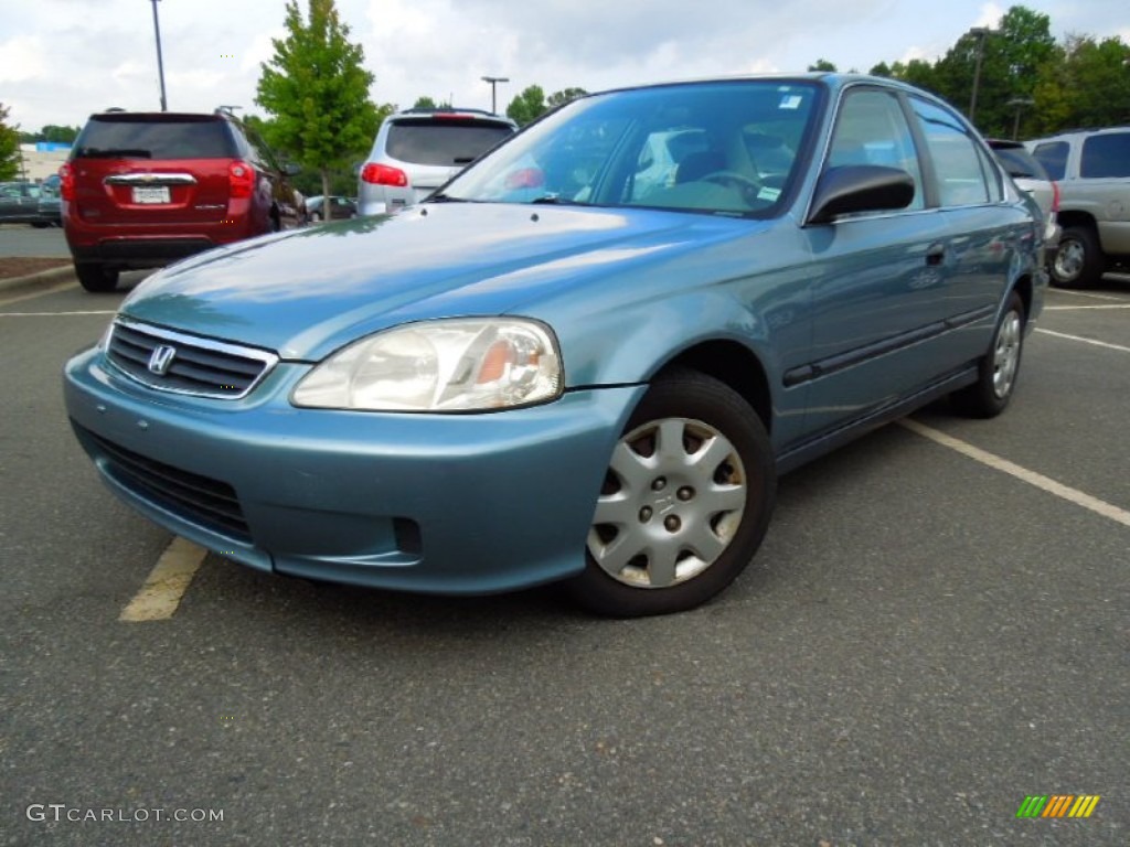 2000 Civic LX Sedan - Electron Blue Pearl / Gray photo #1