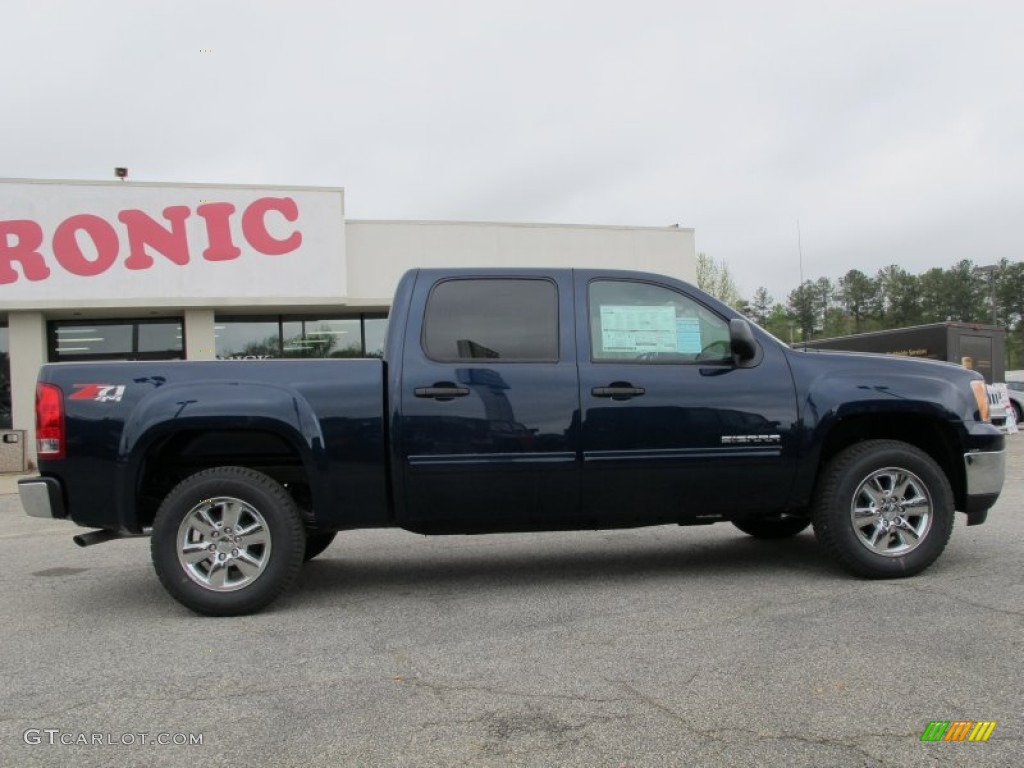 2012 Sierra 1500 SLE Crew Cab 4x4 - Midnight Blue Metallic / Ebony photo #8