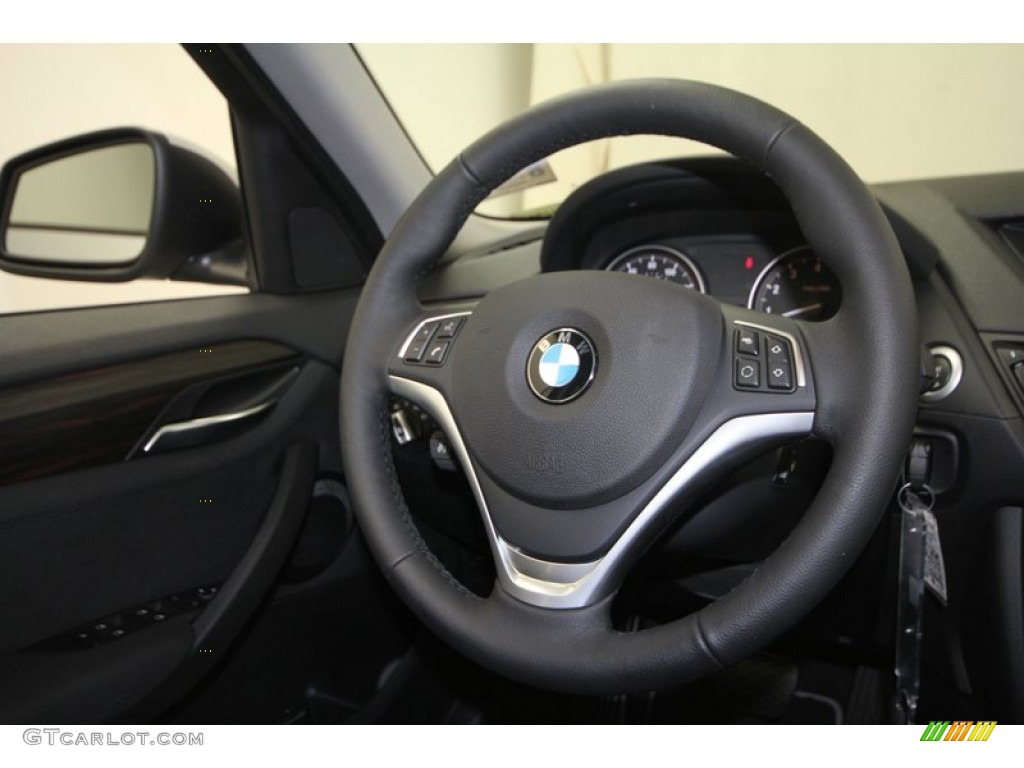 2013 BMW X1 xDrive 35i Black Steering Wheel Photo #70275235