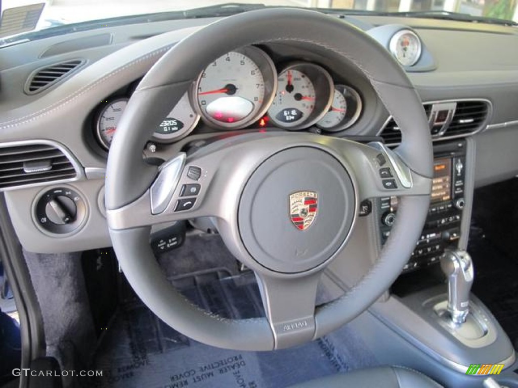 2010 Porsche 911 Carrera 4S Coupe Stone Grey Steering Wheel Photo #70291529