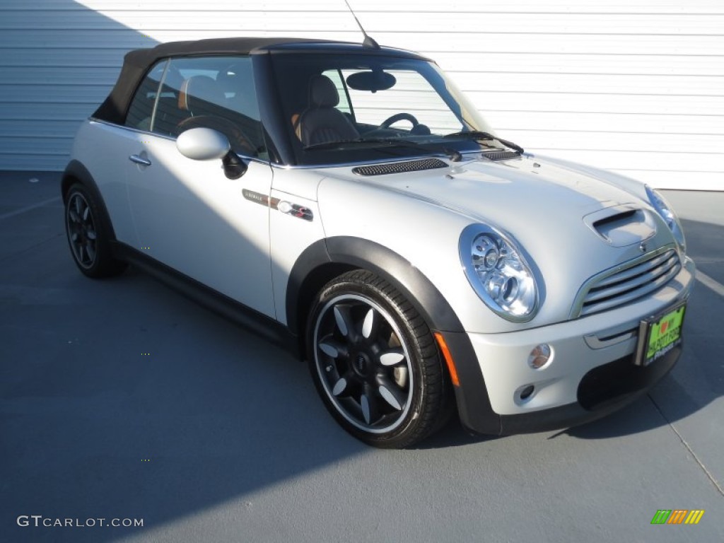 2008 Cooper S Convertible Sidewalk Edition - White Silver Metallic / Malt Brown English Leather photo #1