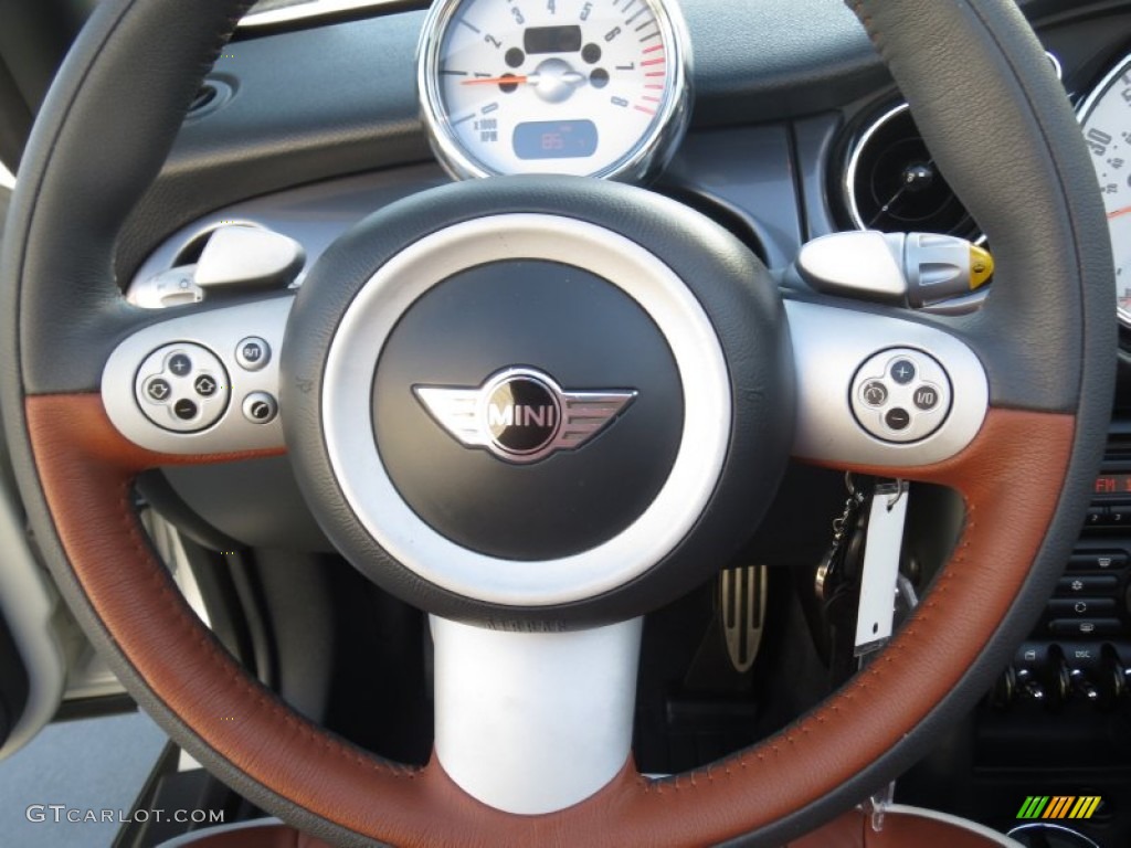 2008 Mini Cooper S Convertible Sidewalk Edition Malt Brown English Leather Steering Wheel Photo #70297061