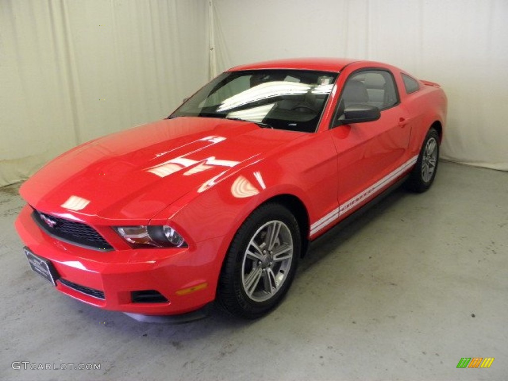 2012 Mustang V6 Premium Coupe - Race Red / Stone photo #3