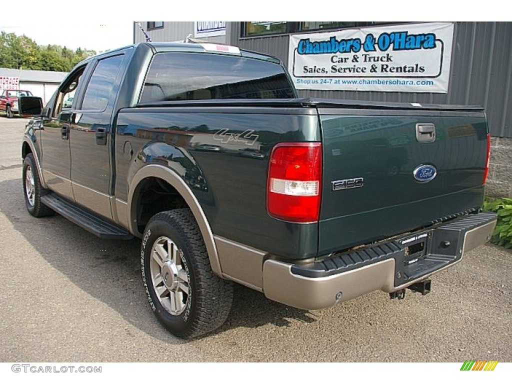 2005 F150 Lariat SuperCrew 4x4 - Aspen Green Metallic / Tan photo #6