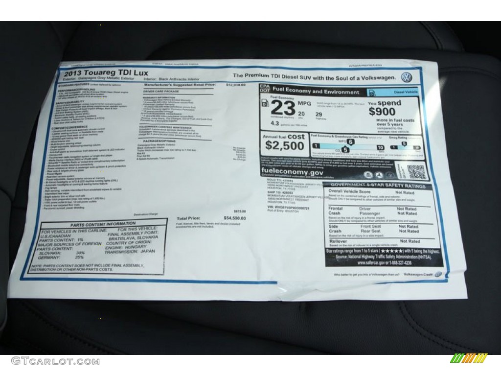 2013 Touareg TDI Lux 4XMotion - Galapagos Metallic / Black Anthracite photo #27