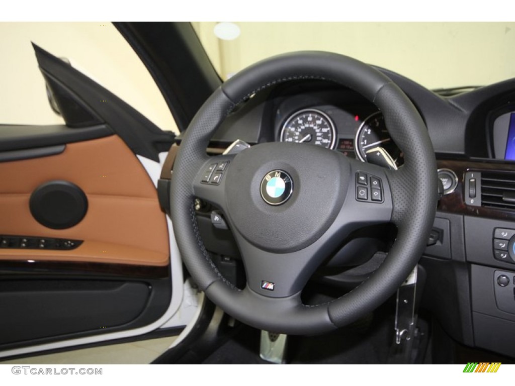 2013 BMW 3 Series 328i Convertible Saddle Brown Steering Wheel Photo #70305698