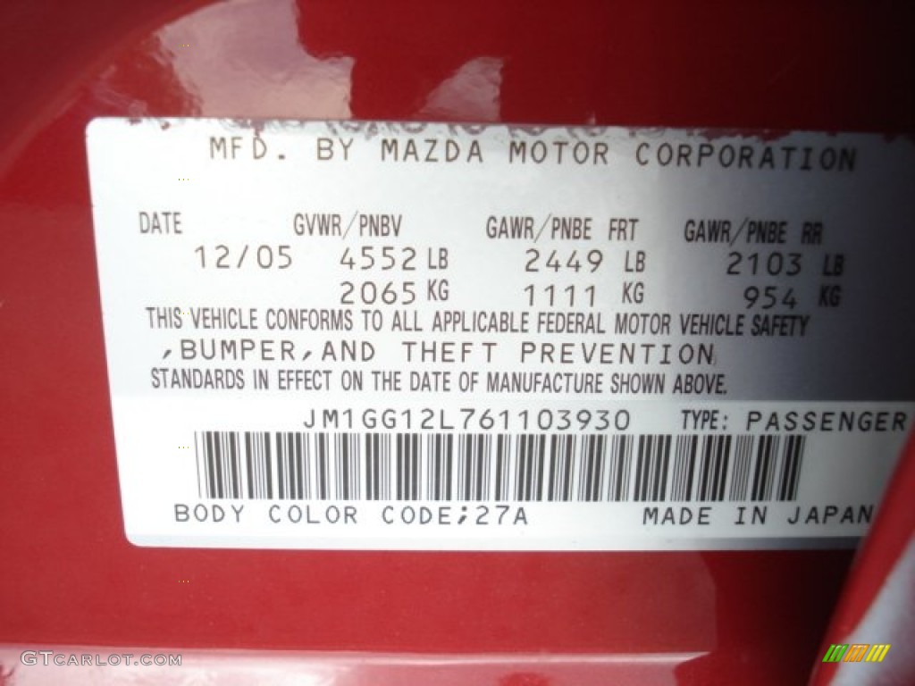 2006 Mazda MAZDA6 MAZDASPEED6 Sport Color Code Photos