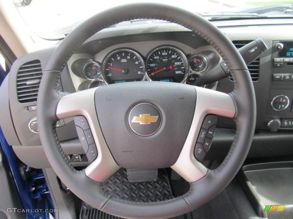 2013 Chevrolet Silverado 2500HD LT Crew Cab 4x4 Ebony Steering Wheel Photo #70317474