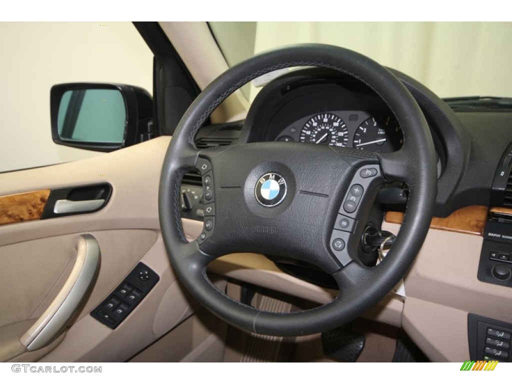 2003 BMW X5 3.0i Beige Steering Wheel Photo #70319973