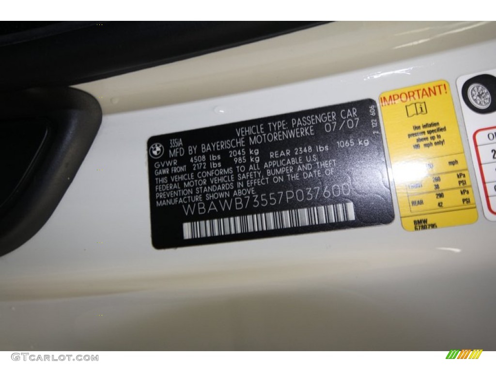 2007 3 Series 335i Coupe - Alpine White / Black photo #12