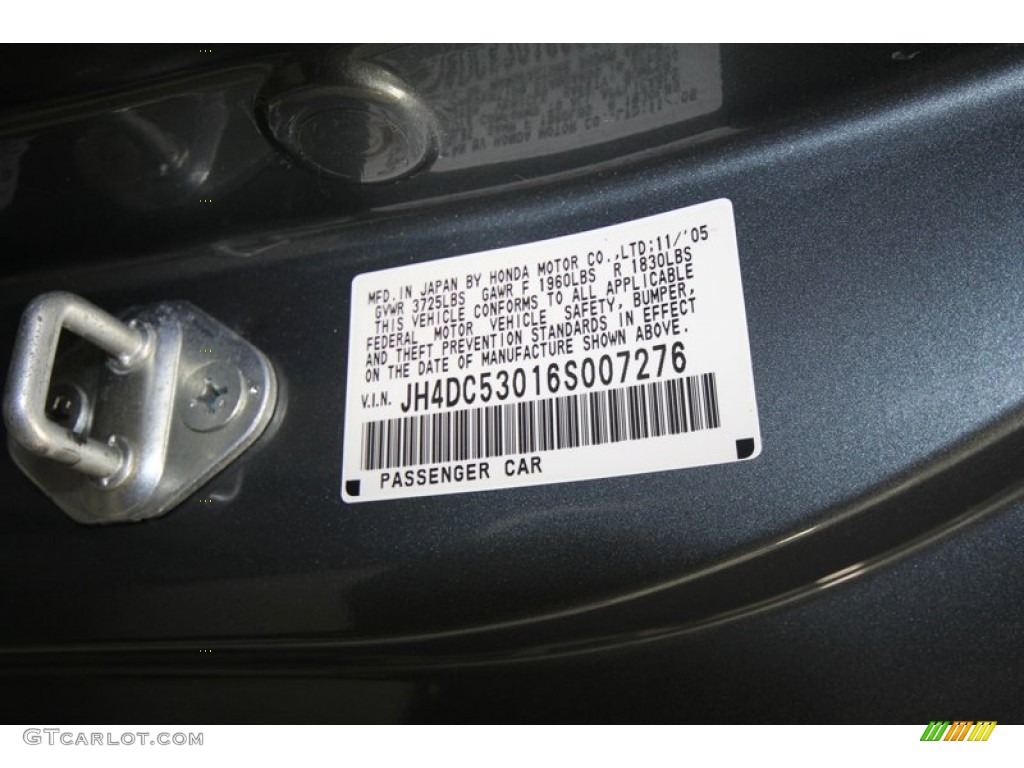 2006 Acura RSX Type S Sports Coupe Info Tag Photo #70323288