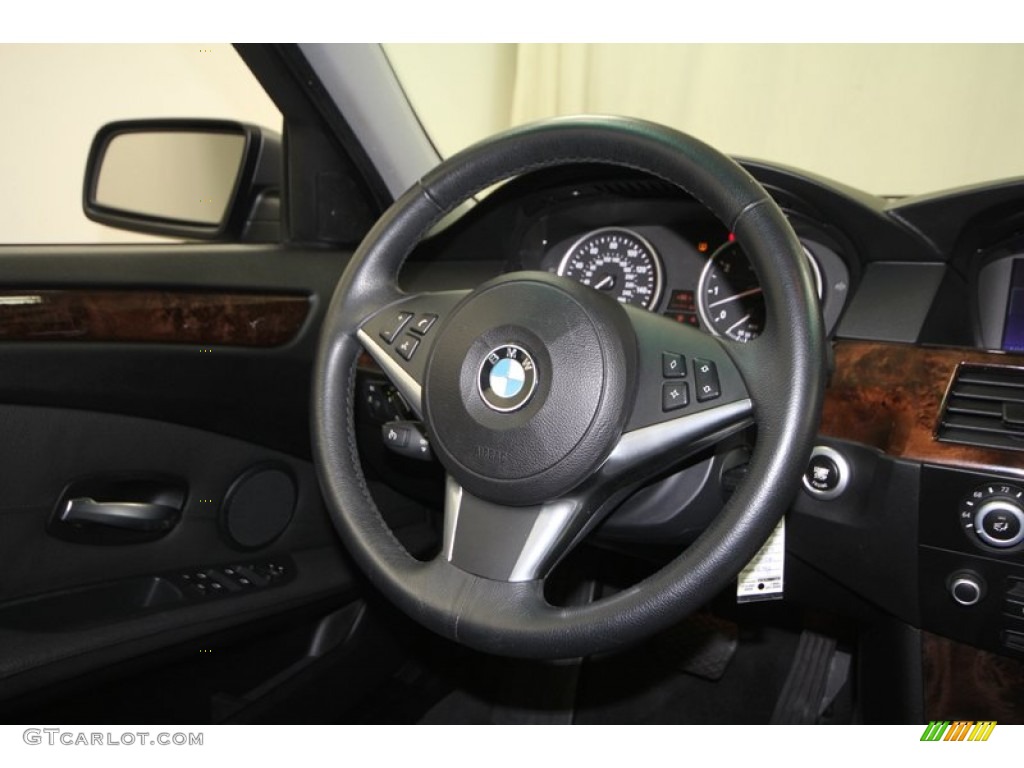 2008 BMW 5 Series 550i Sedan Black Steering Wheel Photo #70324365