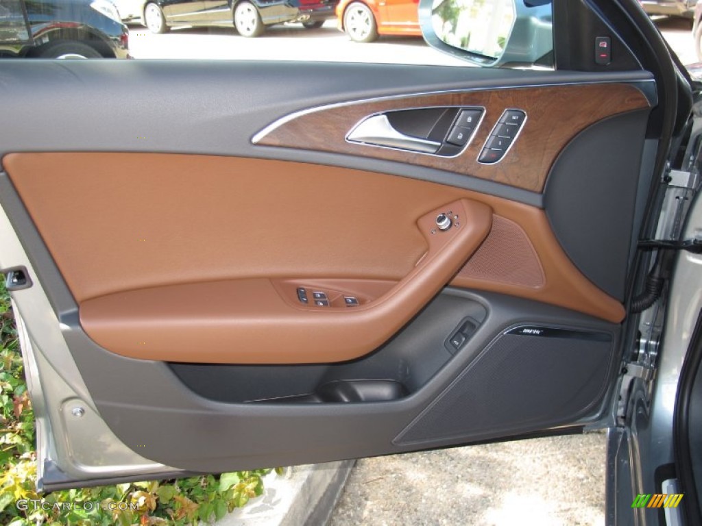 2013 Audi A6 2.0T quattro Sedan Nougat Brown Door Panel Photo #70324668