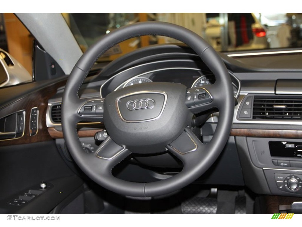 2013 Audi A7 3.0T quattro Premium Plus Black Steering Wheel Photo #70326852