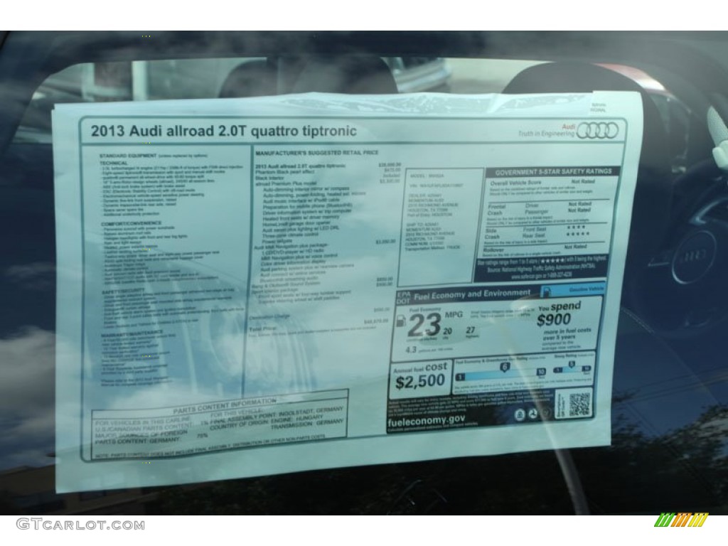 2013 Audi Allroad 2.0T quattro Avant Window Sticker Photo #70327371