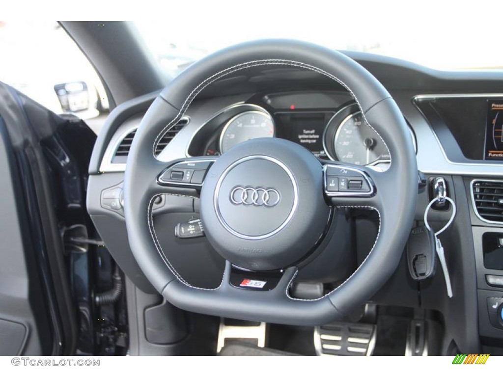 2013 Audi S5 3.0 TFSI quattro Coupe Black/Lunar Silver Steering Wheel Photo #70327515