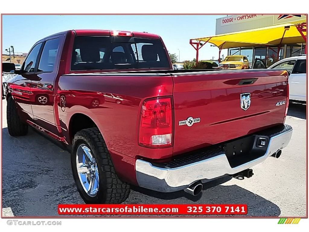 2012 Ram 1500 Lone Star Crew Cab 4x4 - Deep Cherry Red Crystal Pearl / Light Pebble Beige/Bark Brown photo #3