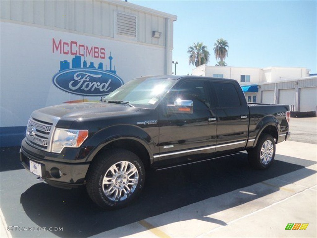 2012 F150 Platinum SuperCrew 4x4 - Tuxedo Black Metallic / Platinum Sienna Brown/Black Leather photo #1