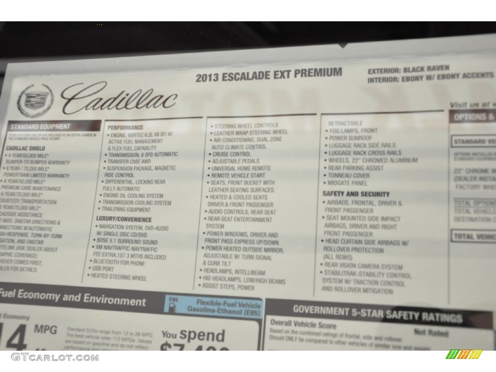 2013 Cadillac Escalade EXT Premium AWD Window Sticker Photo #70330788