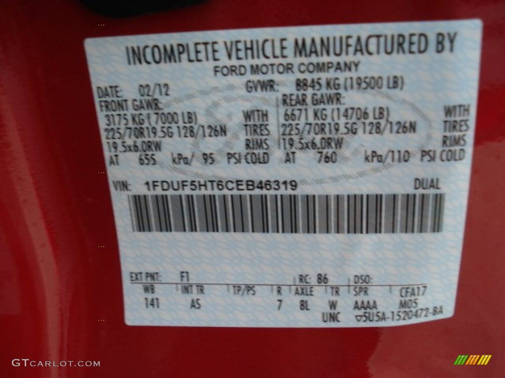 2012 F550 Super Duty XL Regular Cab 4x4 Chassis - Vermillion Red / Steel photo #20
