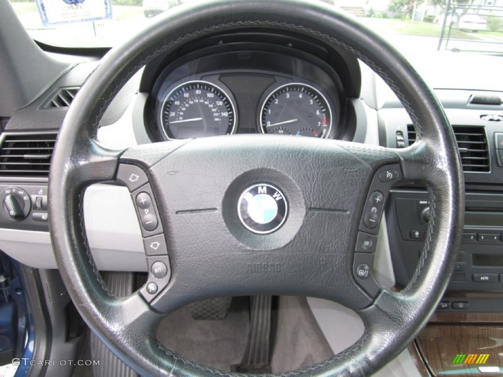 2005 BMW X3 3.0i Grey Steering Wheel Photo #70332804