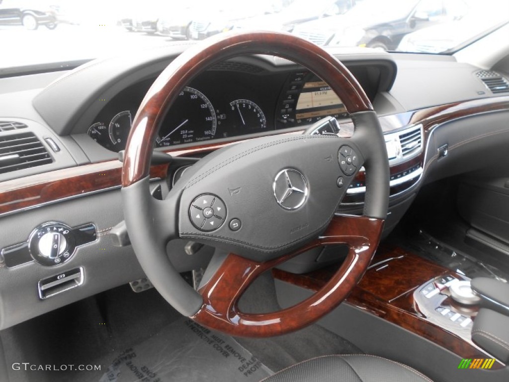 2013 Mercedes-Benz S 550 Sedan Black Steering Wheel Photo #70336188