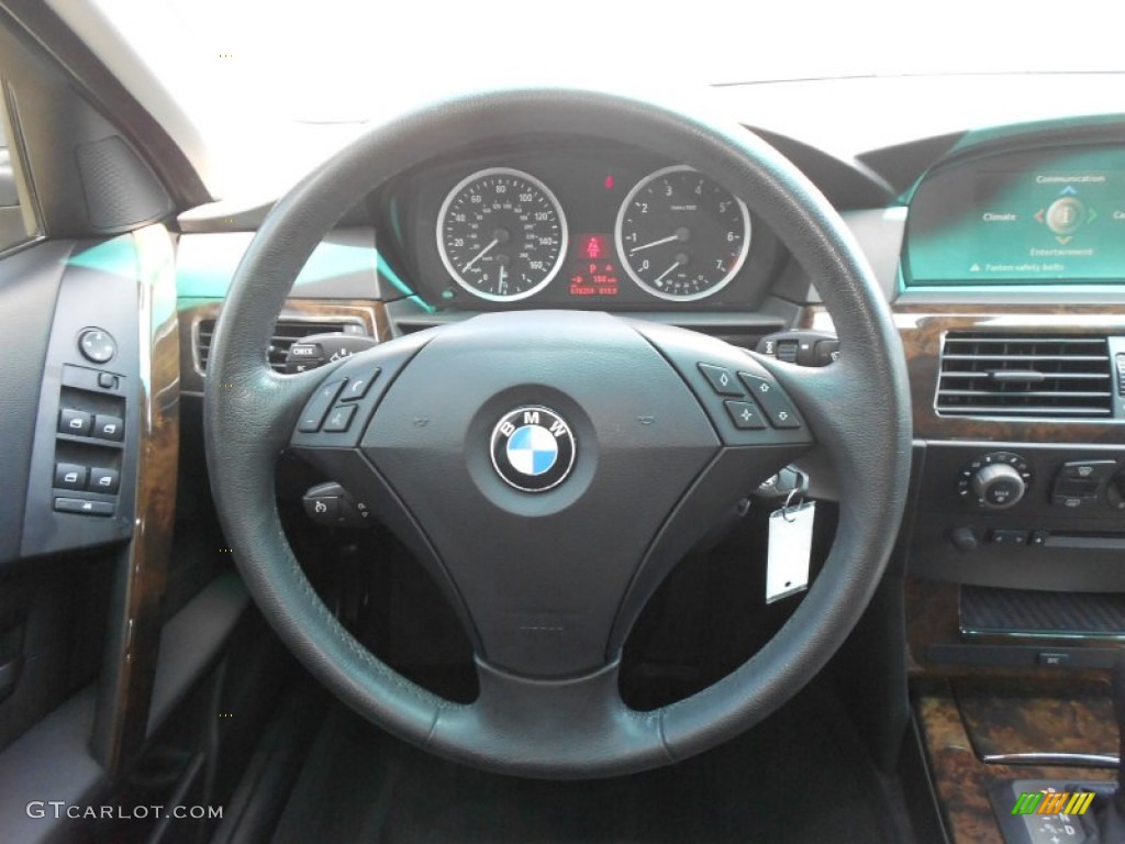 2005 BMW 5 Series 530i Sedan Black Steering Wheel Photo #70338852