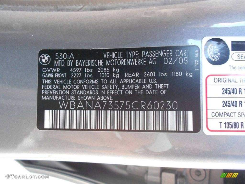 2005 5 Series 530i Sedan - Silver Grey Metallic / Black photo #35