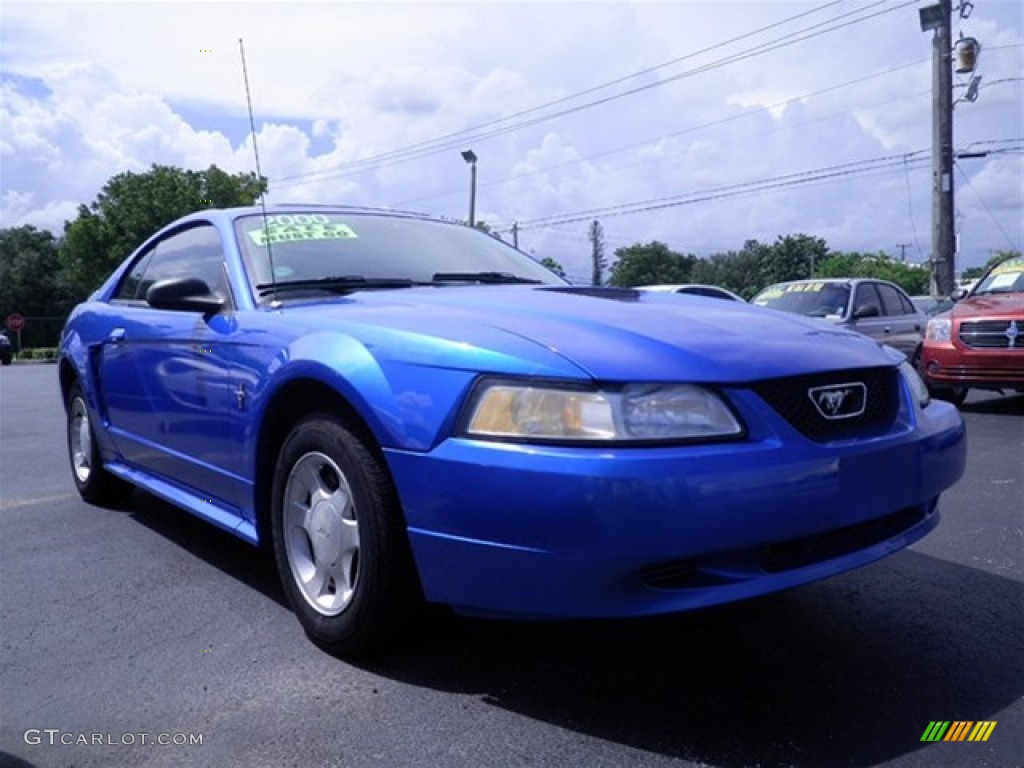 Bright Atlantic Blue Metallic 2000 Ford Mustang V6 Coupe Exterior Photo #70339714