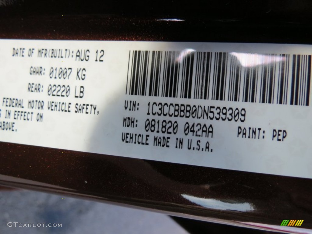 2013 200 Color Code PEP for Deep Auburn Pearl Photo #70353726