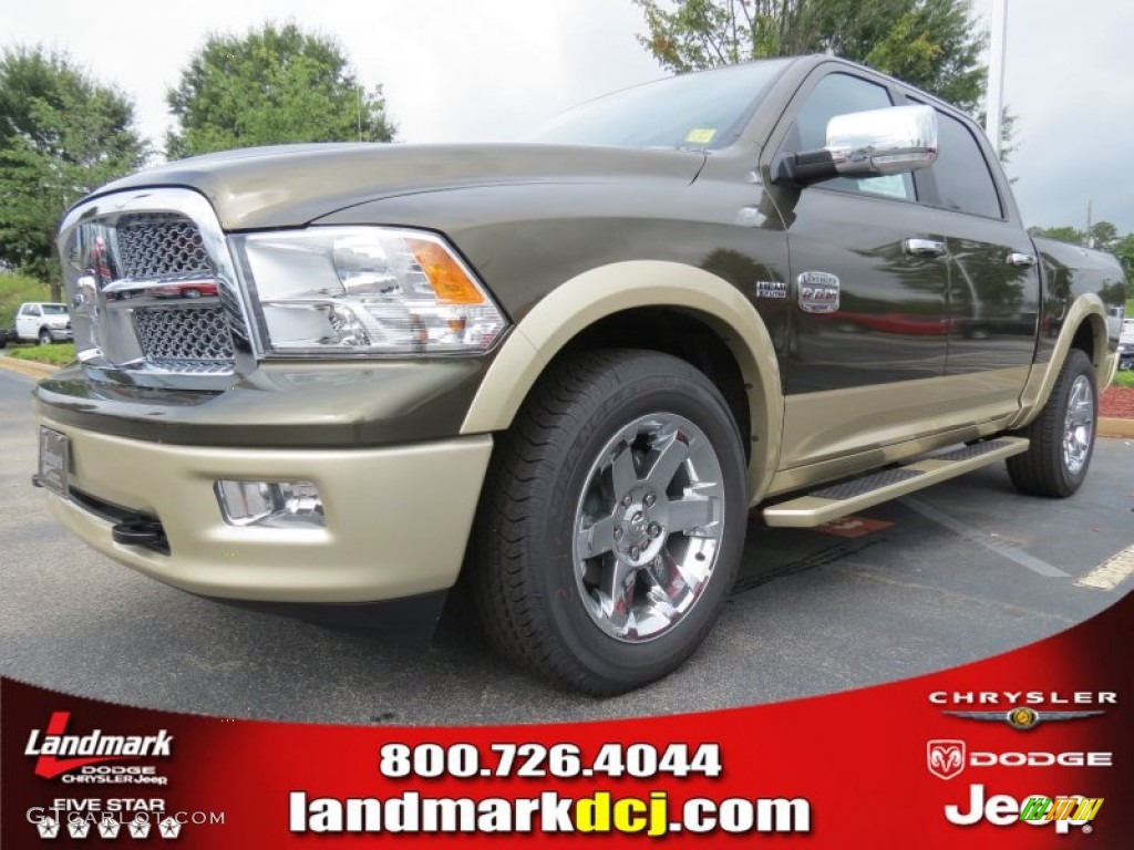 2012 Ram 1500 Laramie Longhorn Crew Cab 4x4 - Sagebrush Pearl / Light Pebble Beige/Bark Brown photo #1