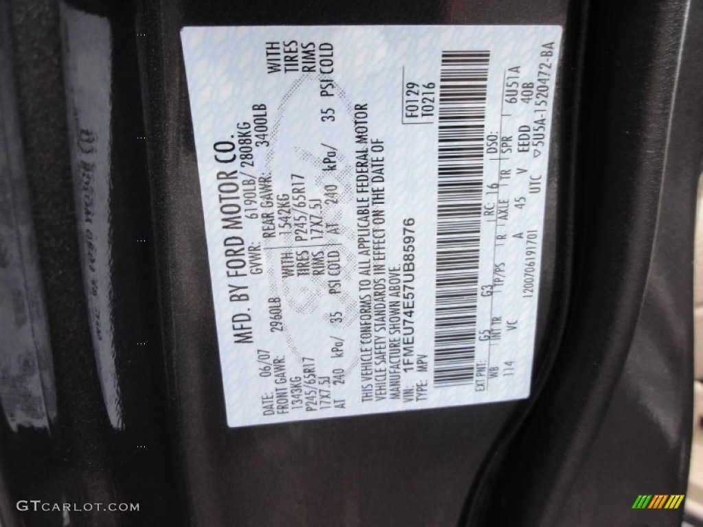 2007 Explorer Color Code G5 for Carbon Metallic Photo #70355055