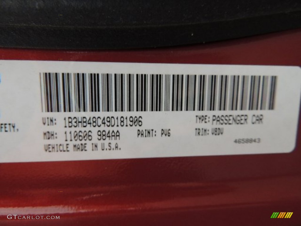 2009 Dodge Caliber SXT Color Code Photos