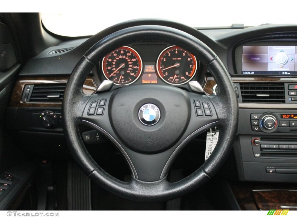 2008 BMW 3 Series 335i Convertible Black Steering Wheel Photo #70363395