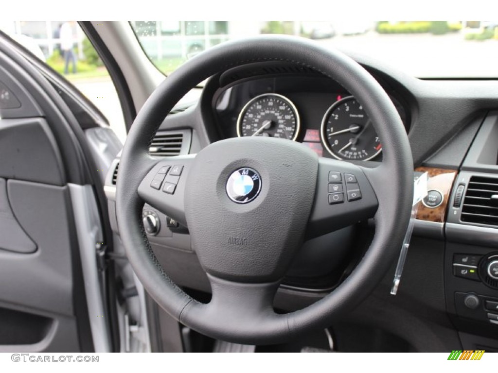 2012 BMW X5 xDrive35i Premium Black Steering Wheel Photo #70371885