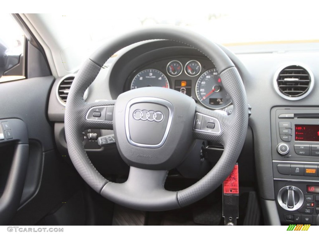 2013 Audi A3 2.0 TDI Black Steering Wheel Photo #70371906